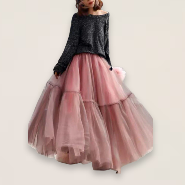 Luna | Ruffled Tulle Skirt with Fitted Waist for Spring Days