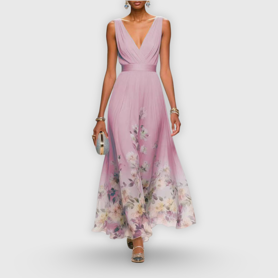 Elenya | Sleeveless empire floral maxi dress