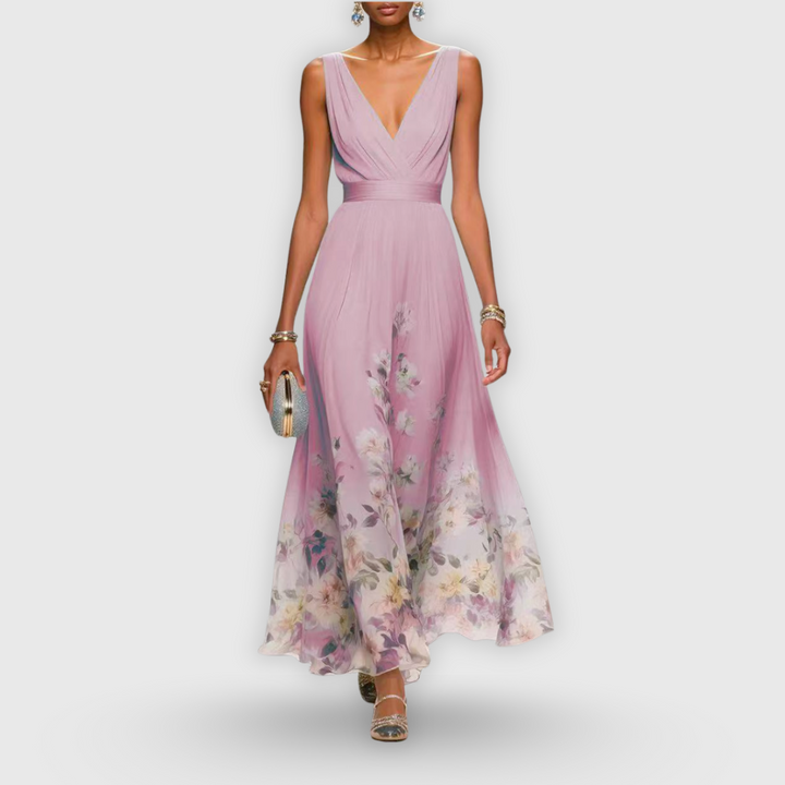 Elenya | Sleeveless empire floral maxi dress