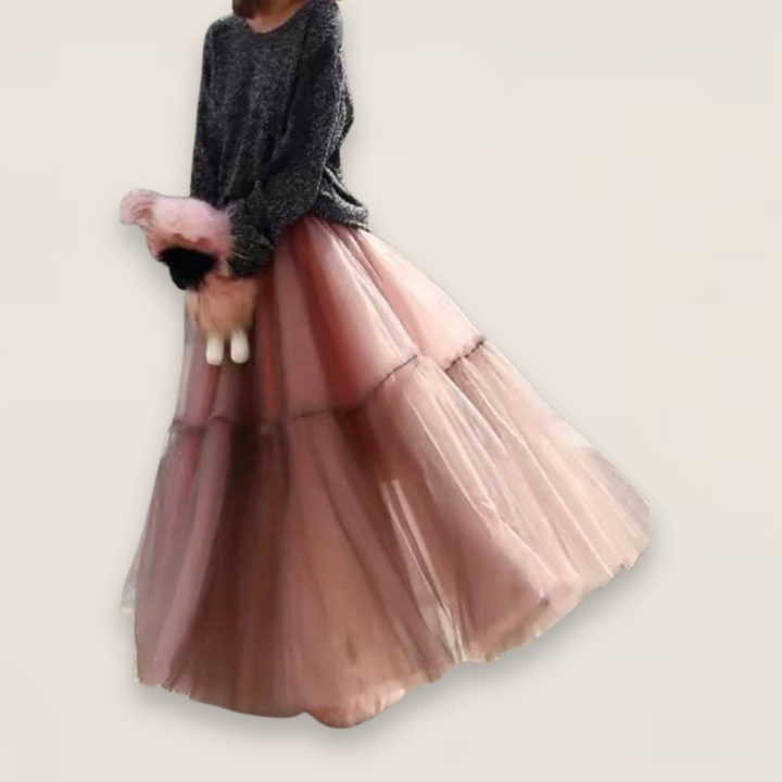 Luna | Ruffled Tulle Skirt with Fitted Waist for Spring Days