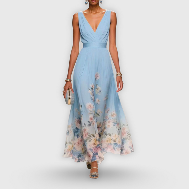 Elenya | Sleeveless empire floral maxi dress