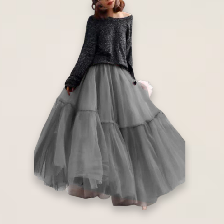 Luna | Ruffled Tulle Skirt with Fitted Waist for Spring Days