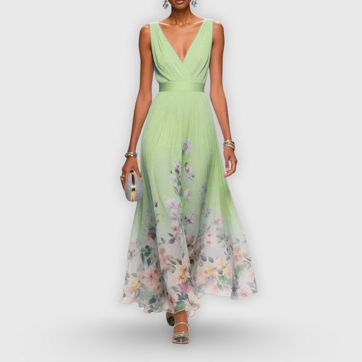 Elenya | Sleeveless empire floral maxi dress