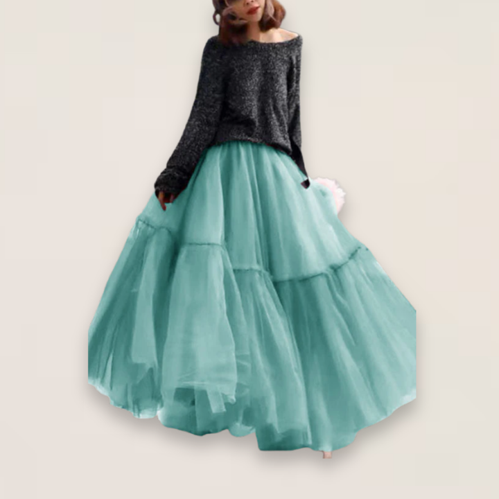 Luna | Ruffled Tulle Skirt with Fitted Waist for Spring Days
