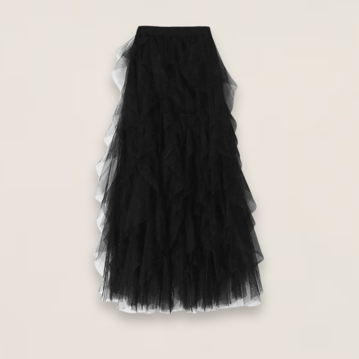 Vera | Black Tiered Organic Tulle Skirt with Elastic Waist