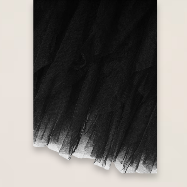 Vera | Black Tiered Organic Tulle Skirt with Elastic Waist