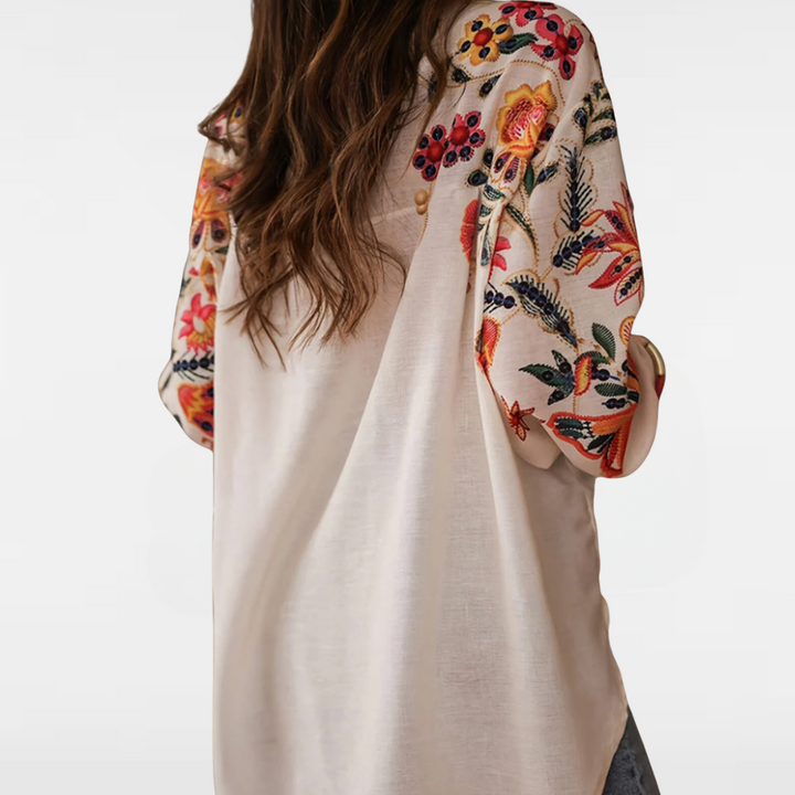Evelina | Long puff sleeve floral shirt