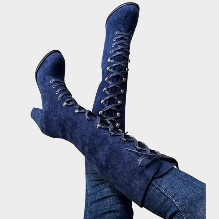 Selene | Lace-Up High Heel Suede Boots