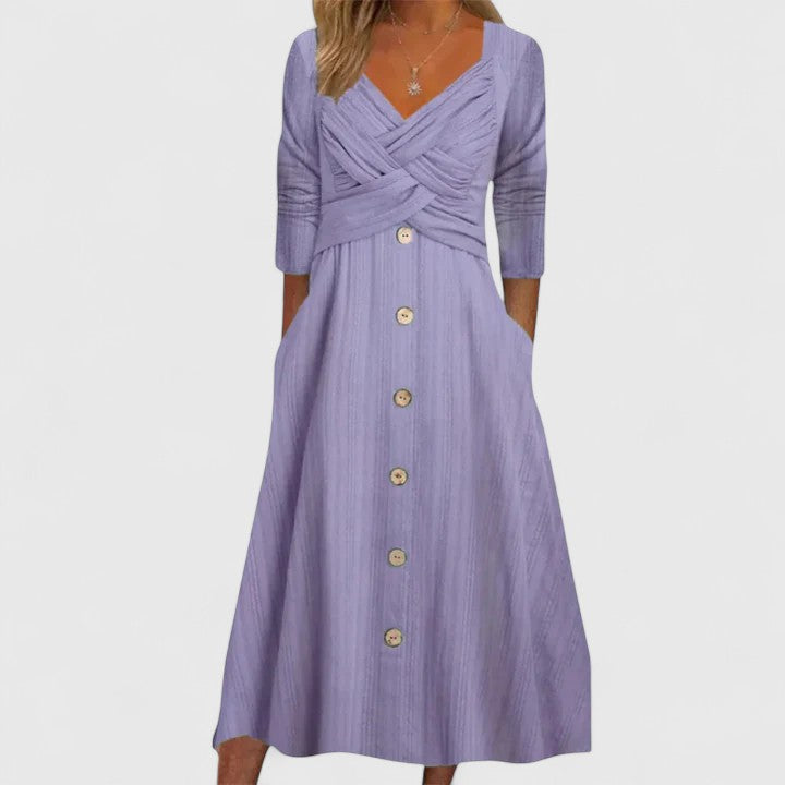 Arvella | Twist-front buttoned midi dress