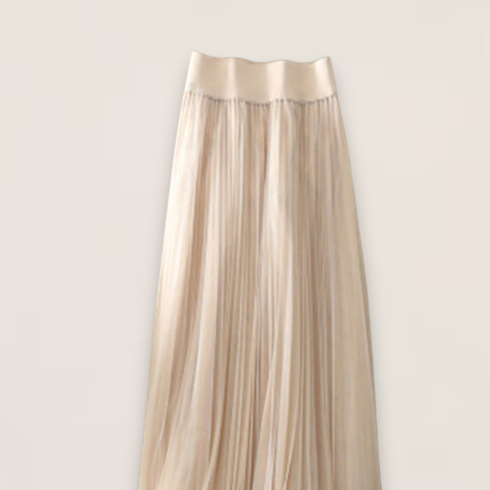 Clara | Apricot Patchwork Pleated Tulle Skirt with Elastic Waist