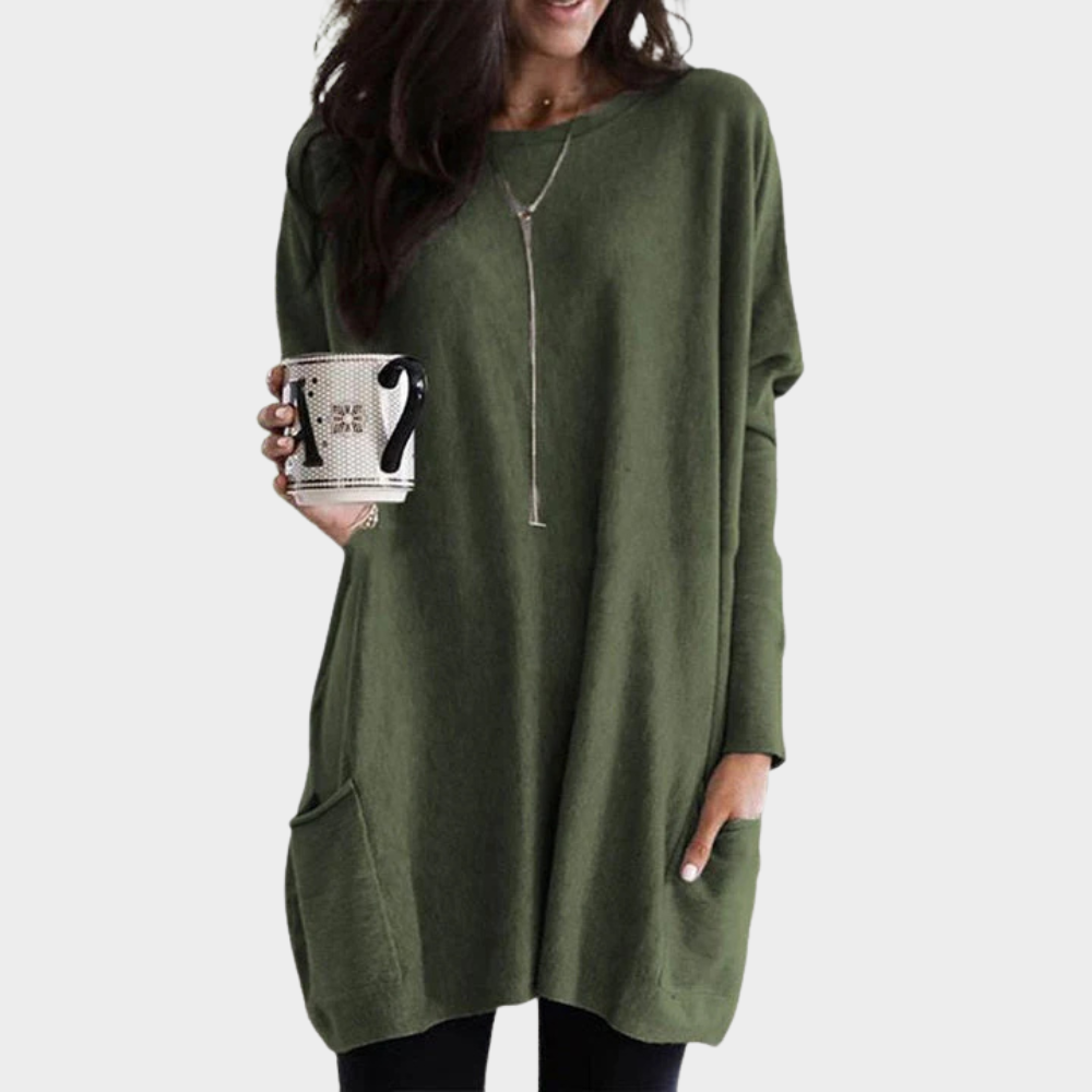 Mia | Long-Sleeved Tummy-Covering Midi Dress
