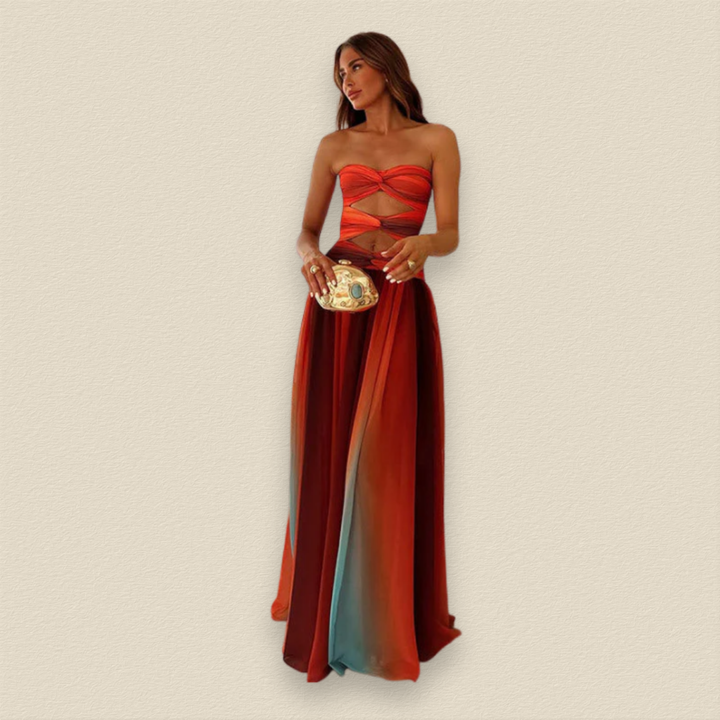 Aurelayne | Strapless Twisted Cut-Out Gradient Gown