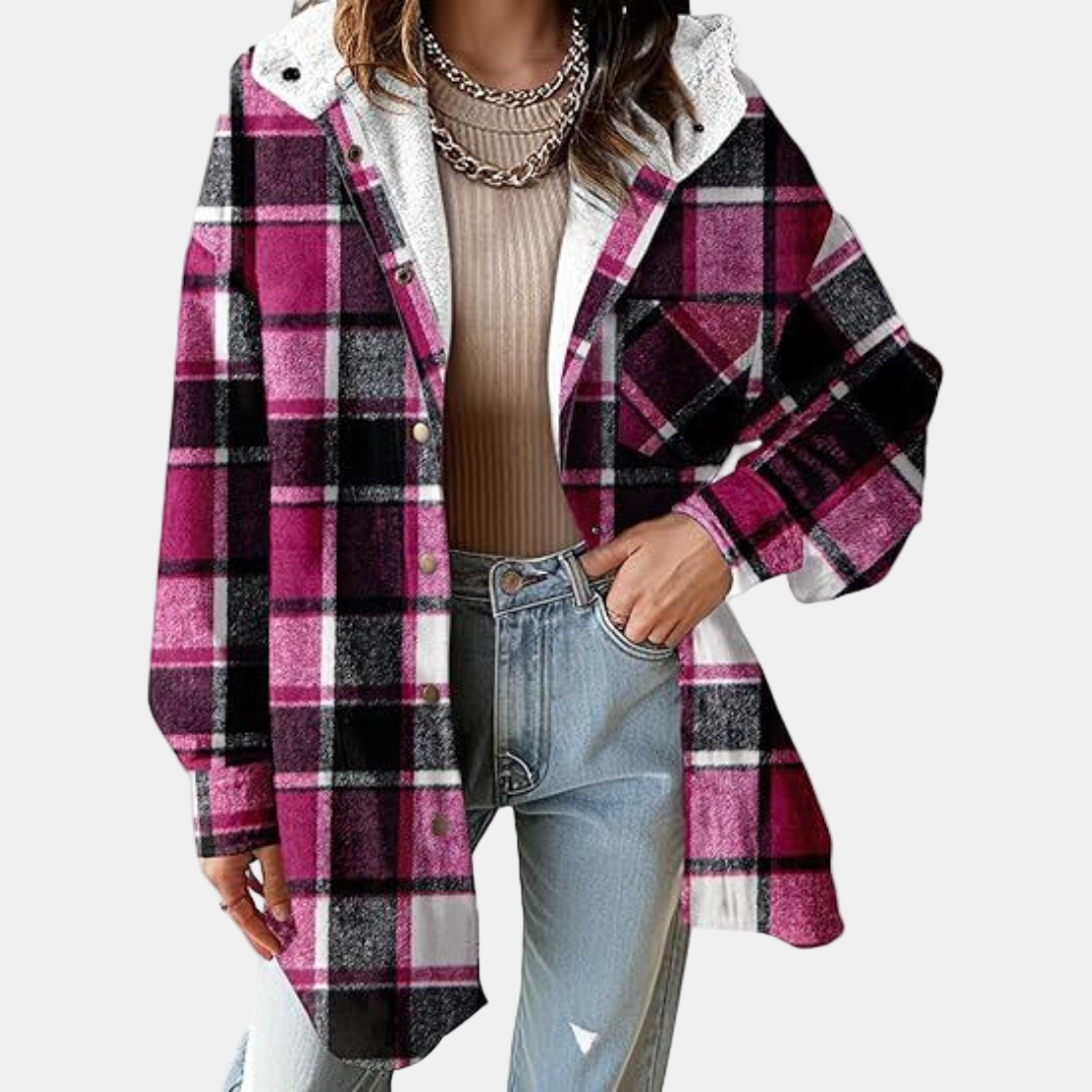 Cora | Relaxed Fit Hooded Plaid Jacket