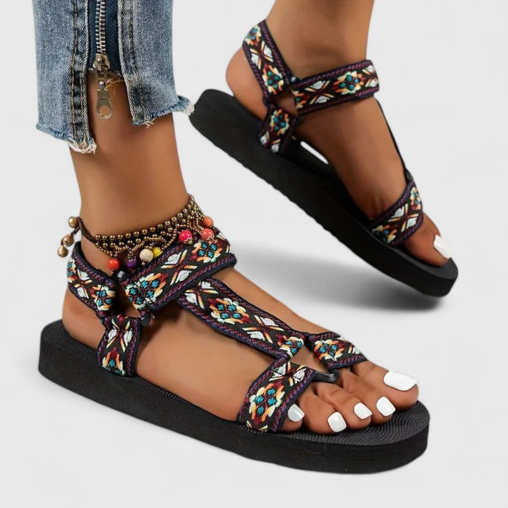 Nayeli | Colorful patterned strap platform sandals