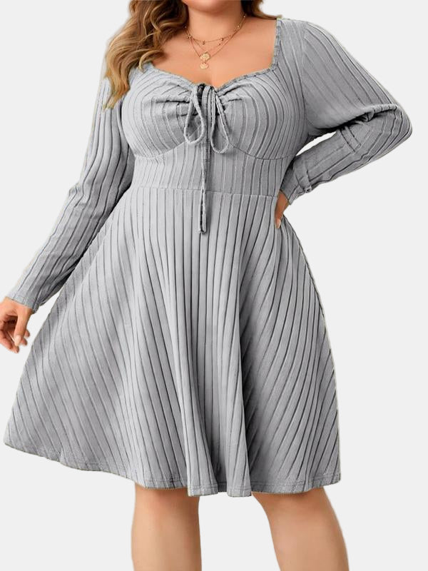 Charmagne | Ribbed Sweetheart Neck Fall Dress