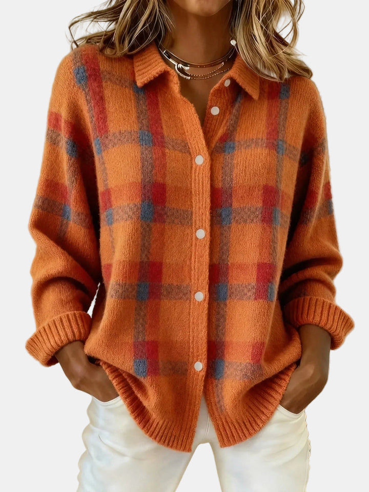 Essale | Retro Contrast Plaid Cardigan