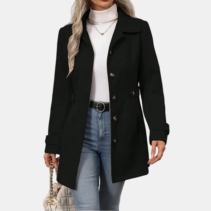 Jeselle | Elegant Notched Collar Long Coat