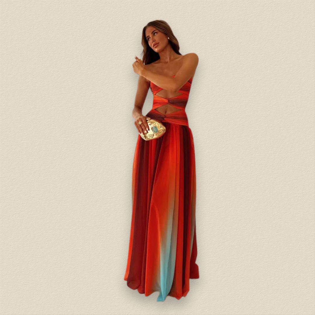 Aurelayne | Strapless Twisted Cut-Out Gradient Gown