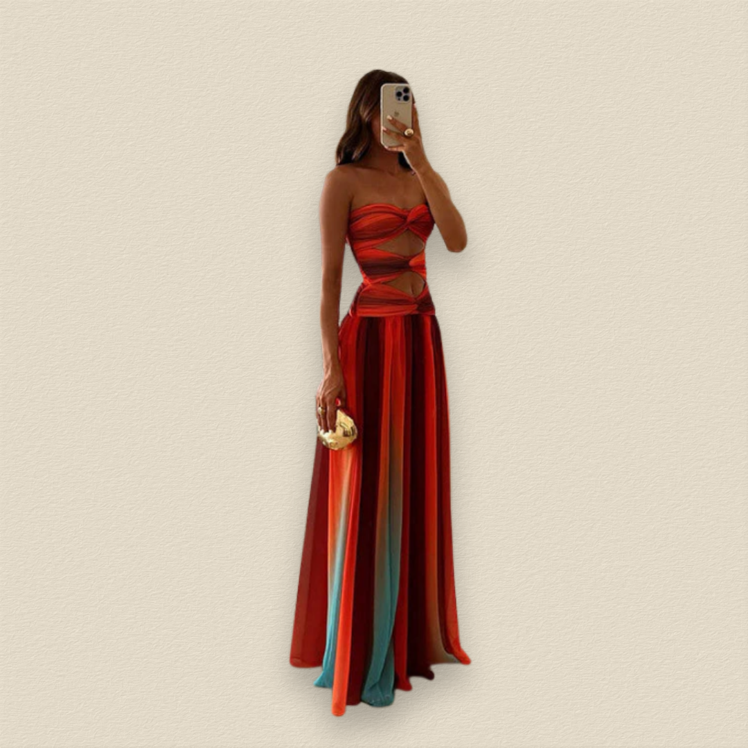 Aurelayne | Strapless Twisted Cut-Out Gradient Gown