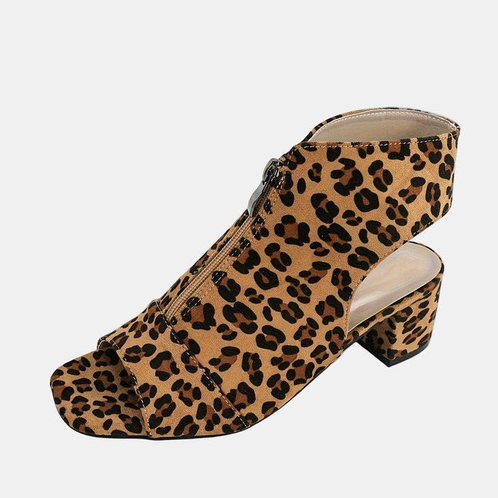 Myrabel | Leopard Zip-Front Sandals