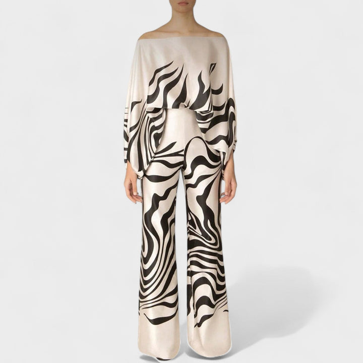 CARMEN | OFF-SHOULDER PRINTED SATIN SET
