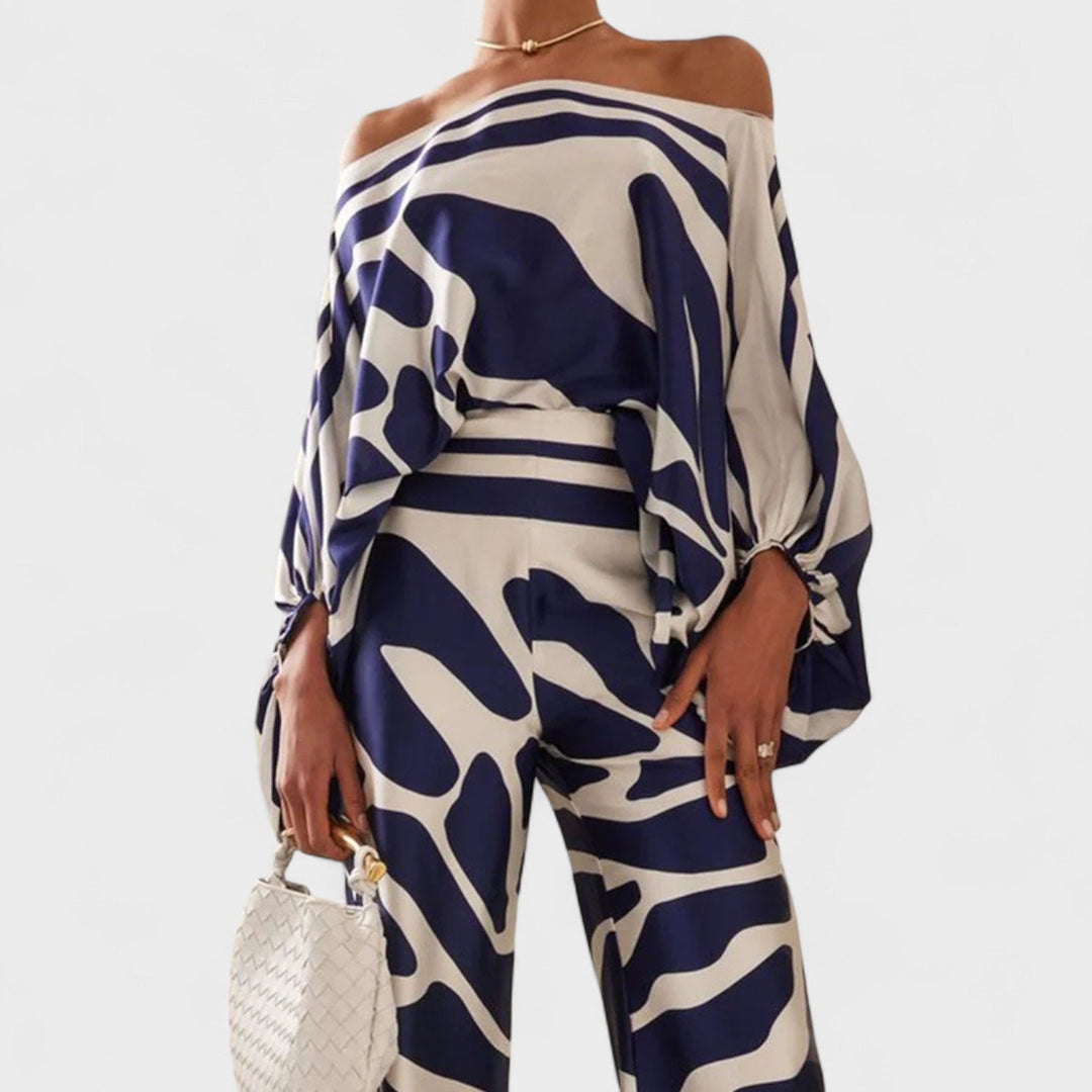 CARMEN | OFF-SHOULDER PRINTED SATIN SET