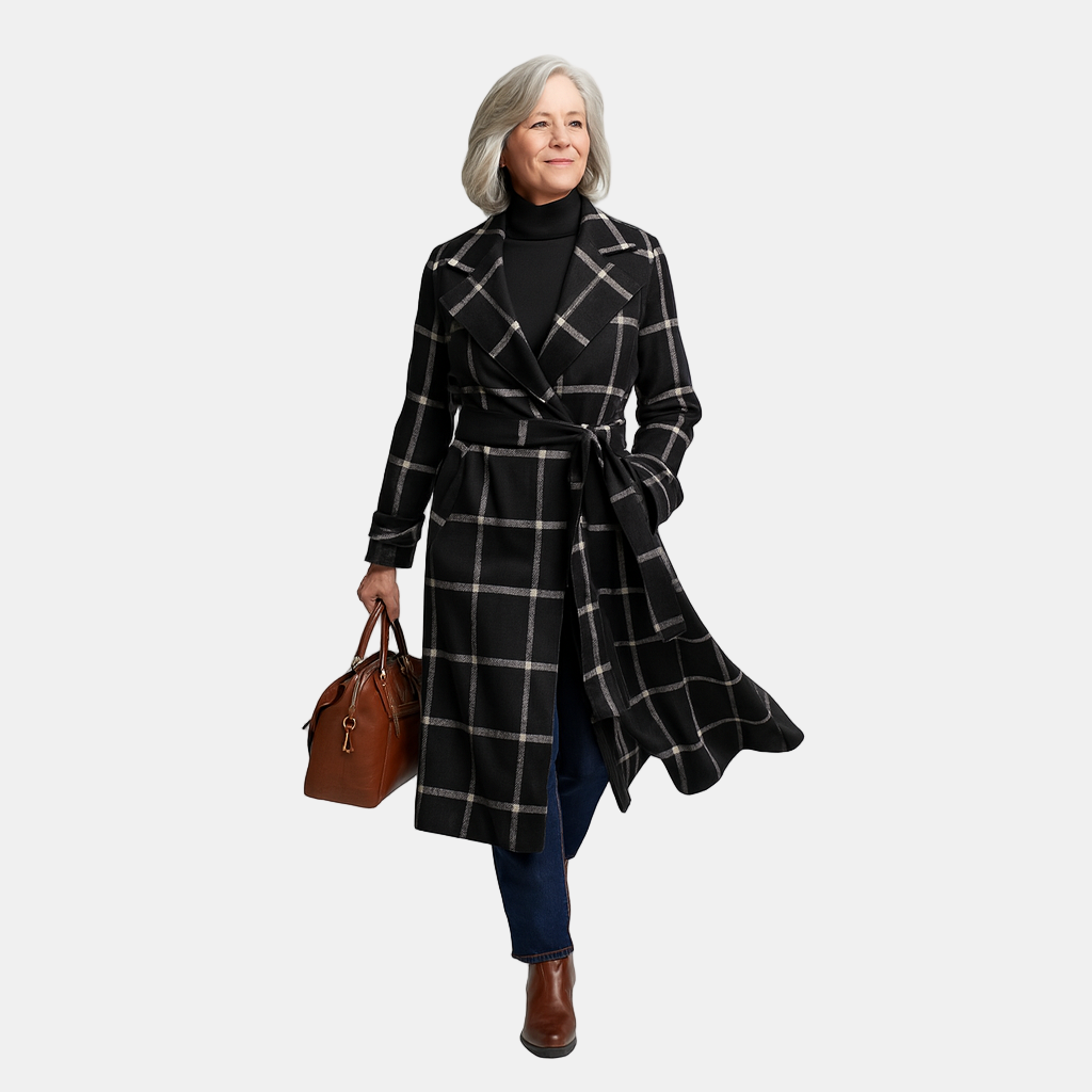 Elise | Classic Checkered Wool Coat