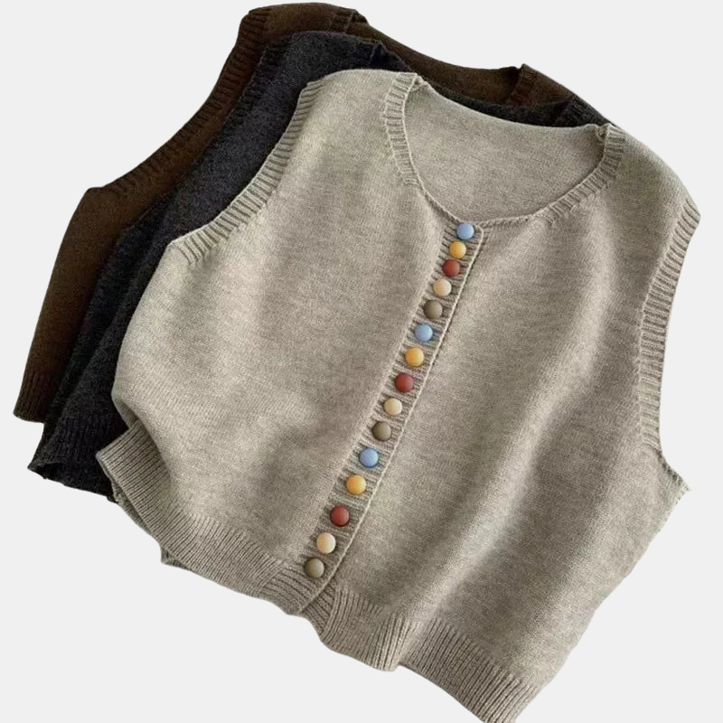 Zaria | Color-Button Knit Vest
