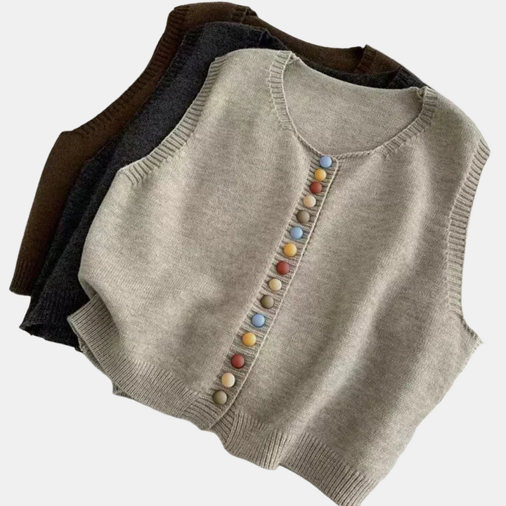 Zaria | Color-Button Knit Vest
