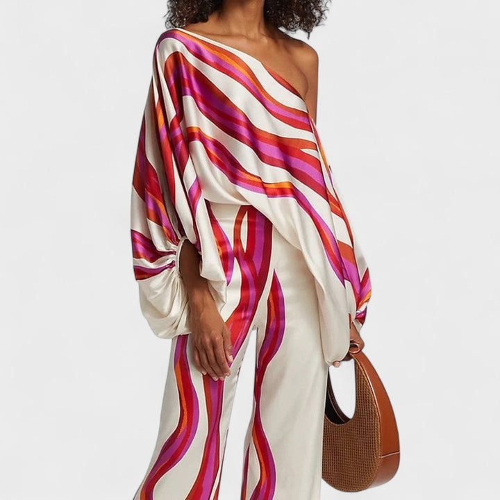 CARMEN | OFF-SHOULDER PRINTED SATIN SET