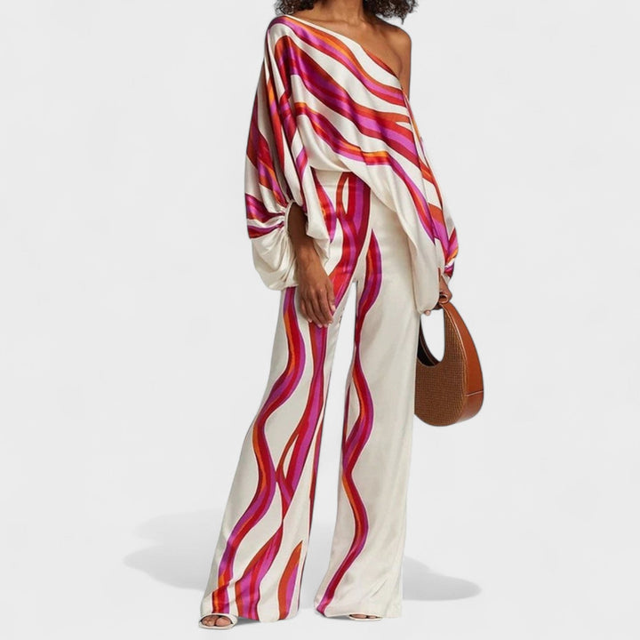 CARMEN | OFF-SHOULDER PRINTED SATIN SET