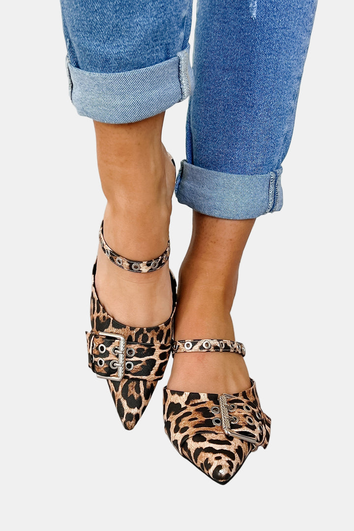Arlisse | Leopard Buckle Strap Kitten Heels