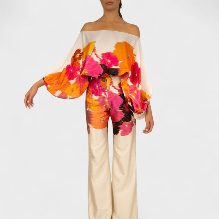CARMEN | OFF-SHOULDER PRINTED SATIN SET
