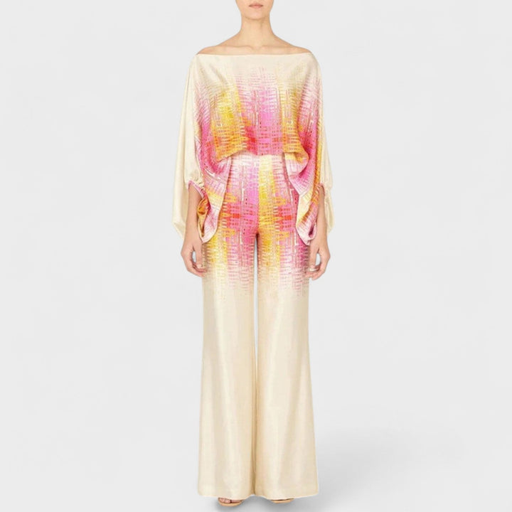CARMEN | OFF-SHOULDER PRINTED SATIN SET