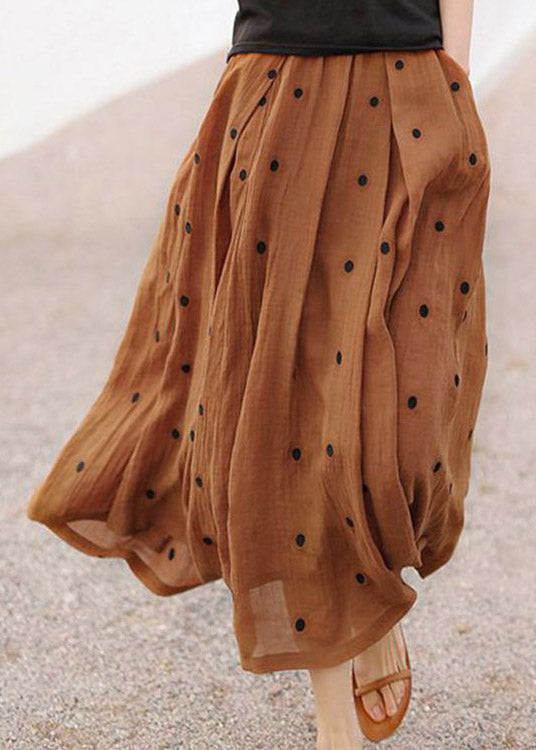 June | Retro Coffee Dot Print Skirt with Pockets