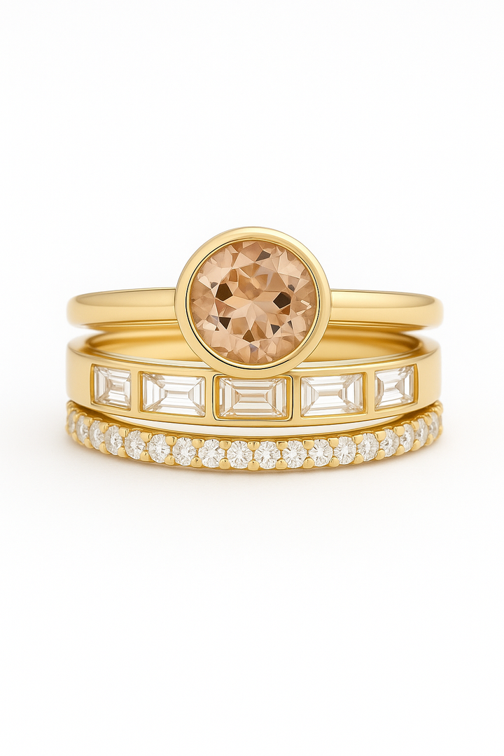 JASMINE | LUXURIOUS CRYSTAL GOLD RING SET