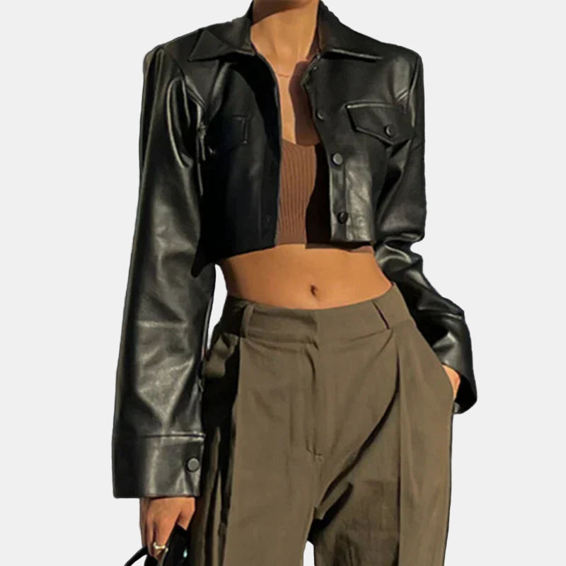 Aria | Elegant Faux Leather Jacket