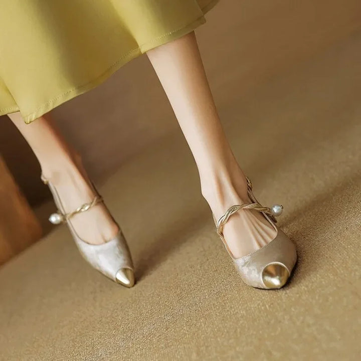 ASTRID | PEARL EMBELLISHED SLINGBACK HEELS