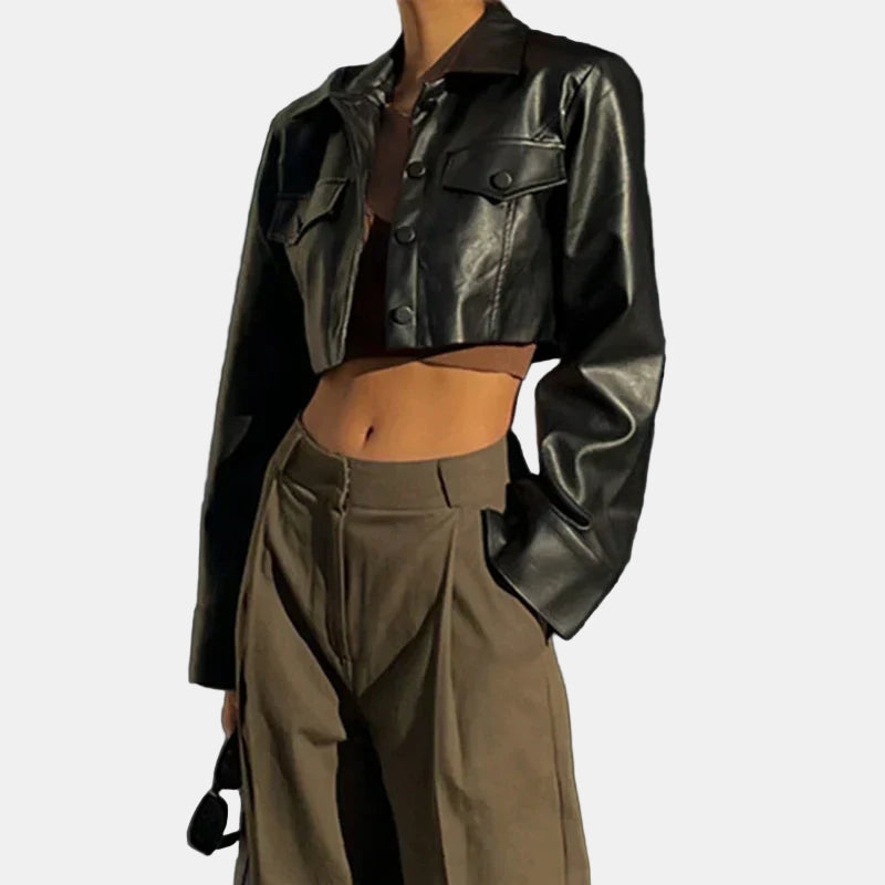 Aria | Elegant Faux Leather Jacket