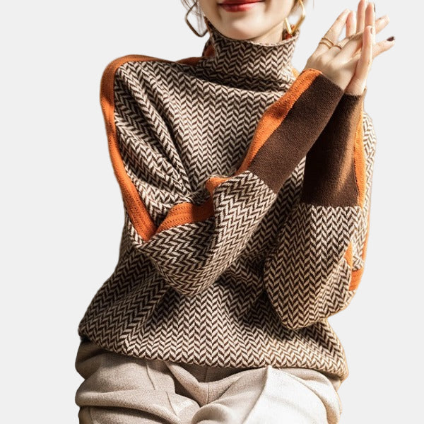 Solene | Herringbone Luxe Turtleneck