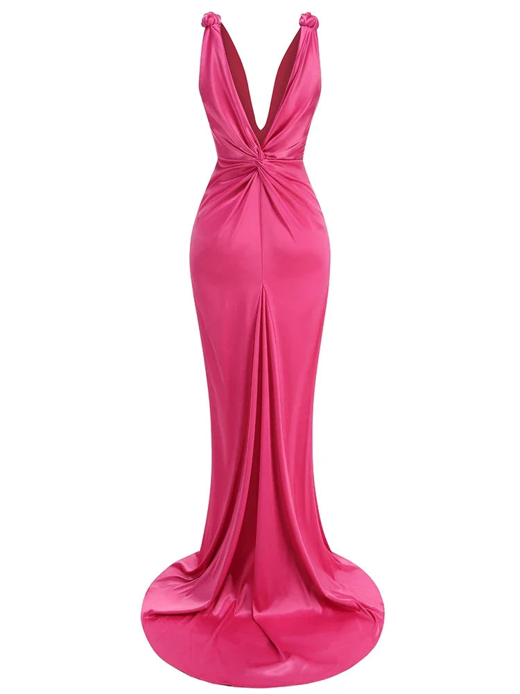 Jeannie - Sleek Pleated Sleeveless Maxi Dress