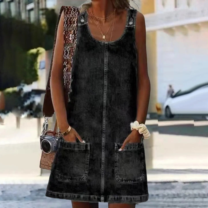 THEA | SLEEVELESS DENIM MINI DRESS