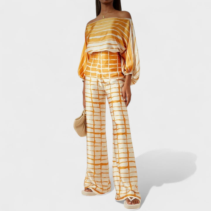 CARMEN | OFF-SHOULDER PRINTED SATIN SET