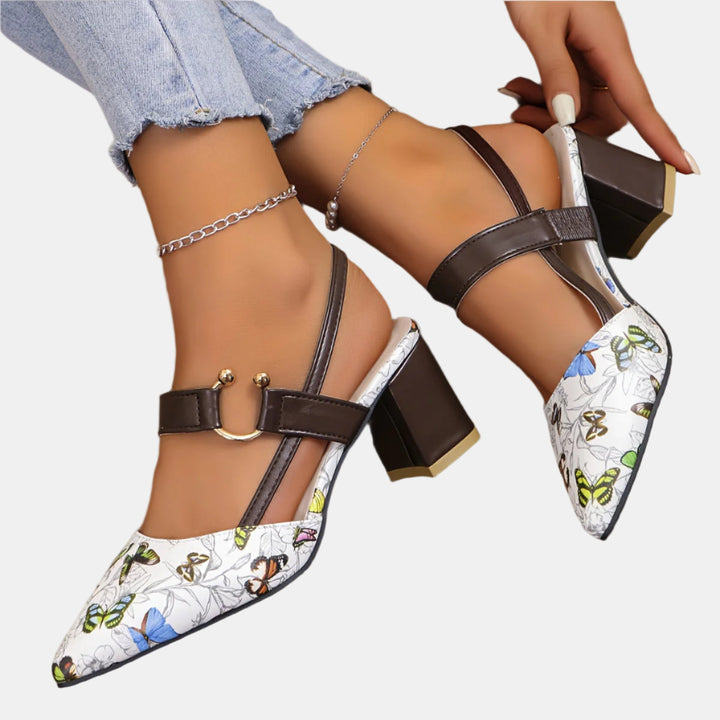 Quenara | Two-Tone Buckle Slingbacks