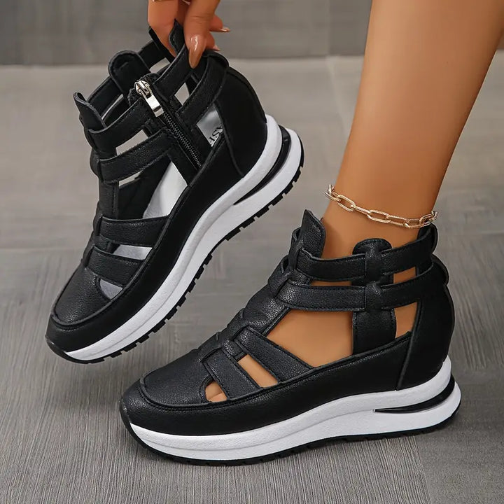 SAFRINA | STYLISH ZIPPERED WEDGE SANDALS