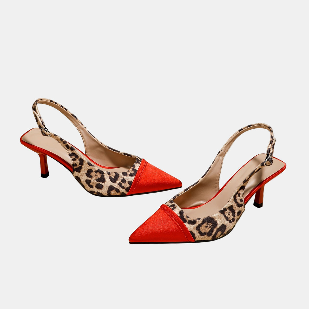 Jovienne | Leopard Wildfire Slingback Heels