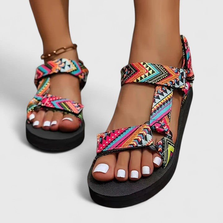 Nayeli | Colorful patterned strap platform sandals