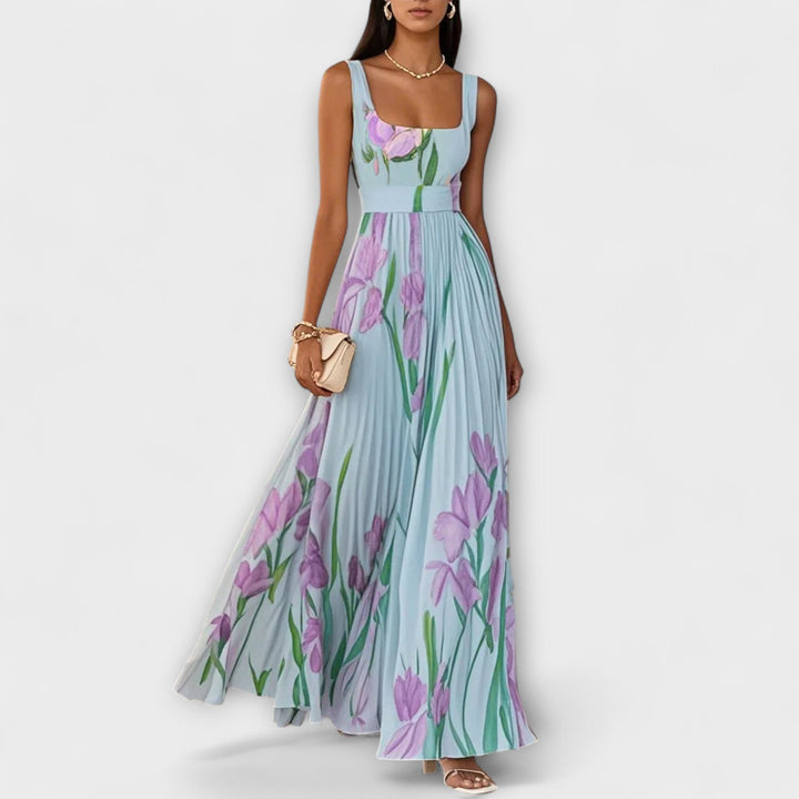 Leora | Empire‑waist pleated maxi dress