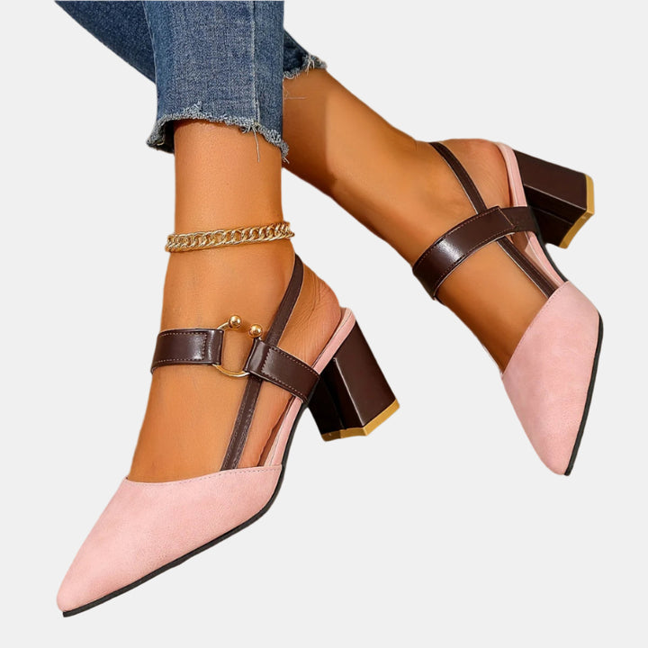 Quenara | Two-Tone Buckle Slingbacks