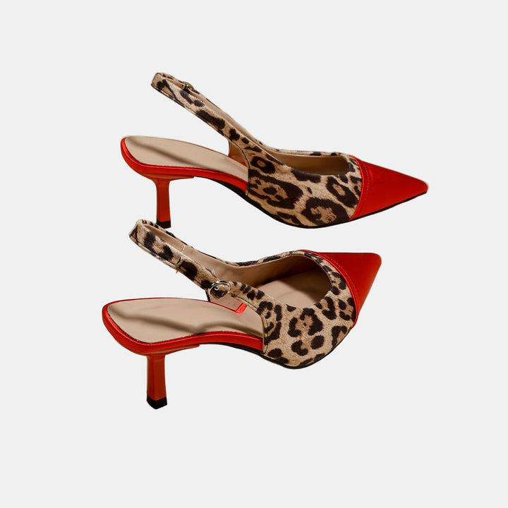 Jovienne | Leopard Wildfire Slingback Heels